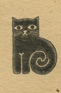 a drawing of a black cat sitting on top of a piece of paper with the letter c in it's eyes