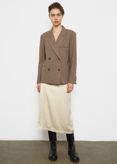 Curved Seam Straight Blazer- Pebble Brown – The Frankie Shop Cut Blazer, Peak Lapel, Clothes Shop, Straight Cut