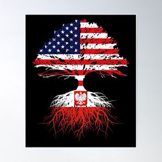 an american flag tree with roots poster