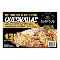 chicken and cheese quesadillas are shown in this package