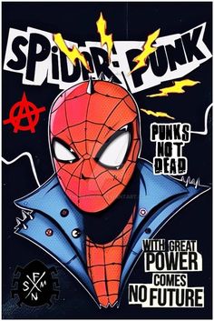 a spiderman poster with the words spide punk on it