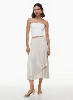 LADDER SKIRT | Aritzia Long Silk Skirt, Aritzia Skirt, Pleated Long Skirt, Pleated Maxi Skirt, Poplin Dress, Flowing Skirt, Pleated Maxi, Matte Satin, Skirt Outfit