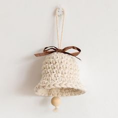 "Cotton Bell Wall Hanging Decor" Knitted Decor, Xmas Bells, Crochet Bell, Crochet Xmas, Room Details, Christmas Pendant, Bell Ornaments, Wall Hanging Decor, Great Wall