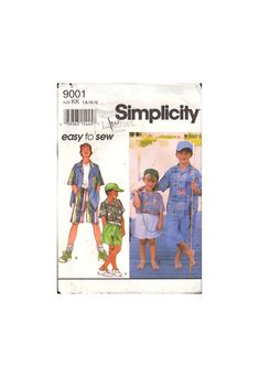 an adult and two children's clothing sewing pattern with the words simpl city on it