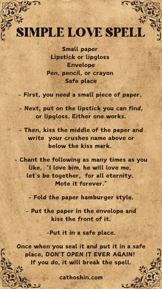 Discover the magic of love with a very simple love spell! Immerse yourself in the mystical world of love magic by casting this spell. It’s crafted as a unique solution to those seeking to ignite the flames of love and passion in someone's heart. This spell is more than just attraction; it's a deep and powerful enchantment designed to create enduring love. Witchcraft To Make Someone Fall In Love, Basic Love Spell, Pagan Love Spell, Wicca Spells Love, Attract Someone Spell, Make Someone Love You Spell, Lilith Love Spell, Love Incantation, Love Spell Incantation