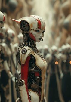 Female Droid, Fantasy Beings, Technological Singularity, Megami Device, Figure Sculpture, Sci Fi Horror, Robot Art, Robots Concept, Science Fiction Art