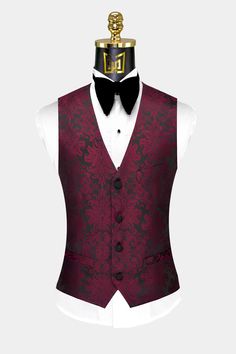 Burgundy And Black Suit, Embroidered Material, Japanese Sakura, Sakura Flower, Deep Burgundy, Black Suit, Black Suits, Suit Shop, Vest Dress