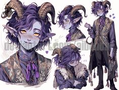 an image of a man with horns and purple hair