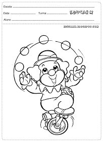 a coloring page with an image of a clown on a bike