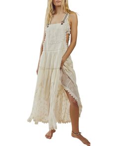 PRICES MAY VARY. Title: Gacaky Summer Dress for Women Casual Floral Embroidered Bohemian Dress Adjustable Straps Bib Maxi Flowy Dress with Pockets Beige XXL. Product Type: Departments > Women > Clothing > Dresses > Casual Bohemian Embroidered Dress, Lace Embroidery Dress, Bib Dress, Sleeveless Skirt, Embroidered Maxi Dress, Flowy Maxi Dress, Scalloped Lace, Embroidery Dress, Skirt Design