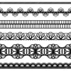 a set of black lace borders on white background stockvectors, clipping and other