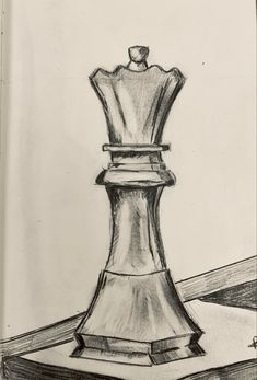 a black and white drawing of a chess piece