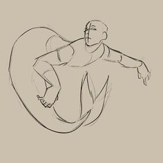 a drawing of a man in the air with his arms out and legs spread wide