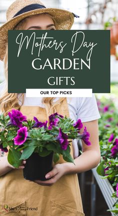 a woman in a green house with flowers and text overlay that reads mothers day garden gifts our top picks Mothers Day Garden Gifts, Gardening Mothers Day Gifts, Gift Ideas For Gardeners, Gardening Kit Gift Target, Mother’s Day Gift Ideas For Gardener, Holiday Guide, Best Mothers Day Gifts