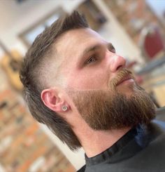 Boys Modern Mullet, Cool Mullet, Mens Long Hair Undercut, Faded Beard, Long And Curly Hair, Modern Beard Styles, Modern Mullet Haircut, Cool Mullets, Faded Beard Styles