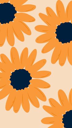 an orange and black sunflower pattern on a beige background