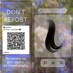 a cell phone with a qr code on it and an image of a long black hair