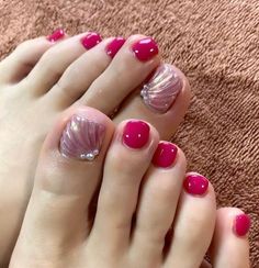 Gel Toe Nails Ideas, Pink Pedicure Ideas, Cute Pedicure Ideas, Feet Nail Design, Nails Pedicure, Pedicure Nail Designs, Gel Toe Nails