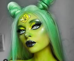 Cute Alien Makeup, Alien Makeup Ideas, Alien Make-up, Fantasy Make-up, Halloween Make-up Looks, Halloweenský Makeup