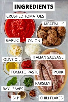 an image of ingredients to make italian meatballs