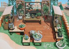 an artist's rendering of a living room with potted plants on the floor