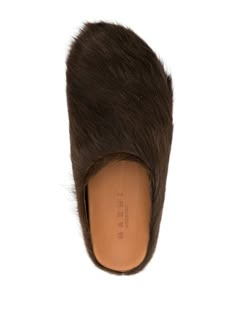 Marni Fussbet Sabot calf-hair Slippers - Farfetch Marni Sandals, Fur Design, Funky Shoes, Sandals Brown, Travel Tote Bag, Crossbody Tote Bag, Shoe Inspo, Moon Boots, Unique Shoes