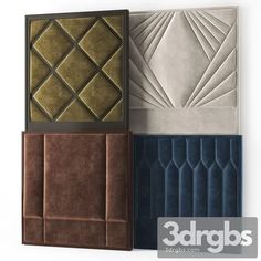 three different types of decorative tiles in various colors and shapes, with the words 3d renderings above them