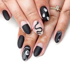 Bat Nails Art, Happy October 1st, Skull Nail Art, Bat Nails, Skull Nails, Witchy Nails, Gothic Nails, Anime Nails, Happy October