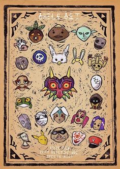 a poster with many different types of masks on it's face and the words, we