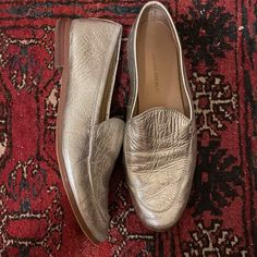 Metallic Silver Loafers. Size 6.5 From Banana Republic. Worn Twice! Low-top Moccasins For Formal Events In Spring, Formal Low-top Moccasins For Spring, Silver Loafers, Metallic Loafers, Flat Shoes Women, Loafer Flats, Banana Republic, Metallic Silver, Loafers