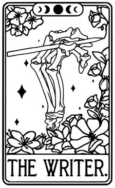 the writer tarot card with flowers on it