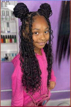 Box braids are an iconic and versatile hairstyle for Black kids, combining beauty with practicality. These long-lasting braids offer protection for natural hair while allowing for creative expression through beads, accessories, and colorful extensions. Whether your child is heading to school, a family event, or just enjoying playtime, box braids provide an easy, low-maintenance style that keeps hair neat and protected. Discover fun box braid ideas that your little one will love to rock! Braid Hairstyles For A Wedding, Hair Style For Black Kids Girl, Kids Hairstyles Girls Braids, Braiding Hair Styles For Kids, Kid Box Braid Styles, Braids For 10yr, Cute Braided Hairstyles For Kids Valentines Day, Natural Hairstyles For 12 Year Girl Black, Girls Box Braids Black Kids