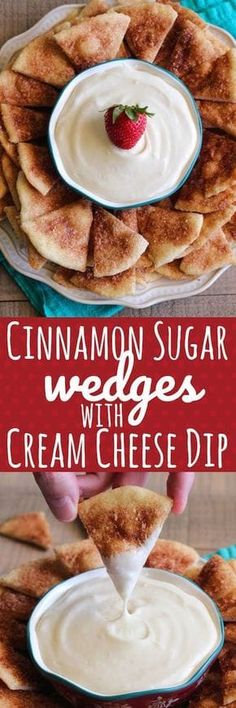 cinnamon sugar wedges with cream cheese dip are the perfect appetizer for any party