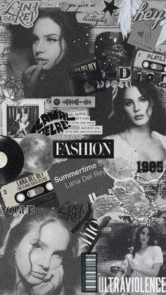 collage of various images and words with the word fashion written on them in black and white