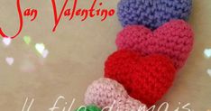 three crocheted hearts sitting on top of each other