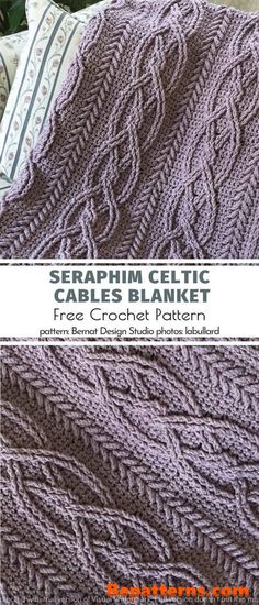 a blanket that has been knitted with cables on it