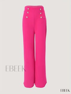 Ebeek - Sophisticated Wide Leg Trousers: Effortlessly Stylish High-Waisted Pants for Women Elegant Full-length Pink Bottoms, Elegant Pink Stretch Wide Leg Pants, Elegant Stretch Pink Dress Pants, Pink Ankle-length Wide Leg Pants For Party, Elegant Non-stretch Pink Pants, Formal High Waist Pink Bottoms, Elegant High-waist Pink Bottoms, Chic Pink Full Length Dress Pants, Wide Leg Trousers