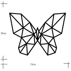 a drawing of a butterfly made out of geometric shapes, with measurements for each wing