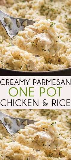 creamy parmesan one pot chicken and rice casserole is the perfect side dish