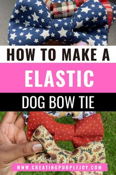 two different types of bow ties with the words how to make a elastic dog bow tie