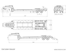 an image of the front and side view of a semi - truck with four wheels