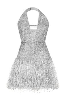 AMINA SPARKLING MINI DRESS | Monika Dimova | CULT MIA Silver Fringe Dress, Sparkle Dresses, Dark Glamour, Silver Party Dress, Sparkly Cocktail Dress, Silver Dresses, Sparkly Outfits, Sparkle Dress, Fringe Dress