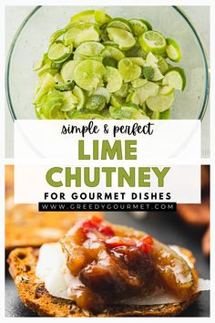 A cracker topped with cheese and lime chutney. Lime Chutney, 30 Minute Meals Chicken, Gourmet Dishes, Spices Recipes, Ginger Chutney, South American Recipes, Gourmet Meals, Grilled Meats