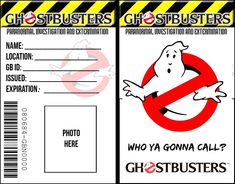 a ghostbuster boarding card with the word ghostbusters on it