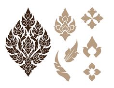 an assortment of decorative design elements in brown and beige colors on a white background illustration