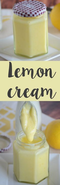 the lemon cream is in a small jar