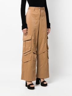 Find MSGM Multi-pocket Cargo Trousers on Editorialist. camel brown front button and zip fastening belt loops four side flap pockets two rear flap pockets Cargo Trousers, Flap Pocket, Camel, Trousers, Luxury Fashion