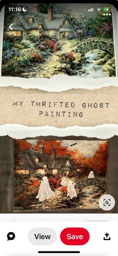 an iphone screen with the words, my tried ghost painting on it's side