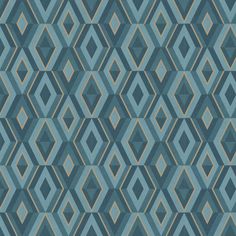 an image of a blue and brown geometric design wallpaper pattern that looks like it has been