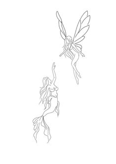 a drawing of a fairy flying through the air